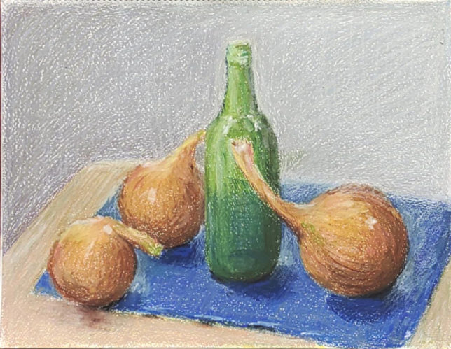 8月24日の教室から：玉ねぎのモチーフ、ブロックのデッサンなど - 渋谷